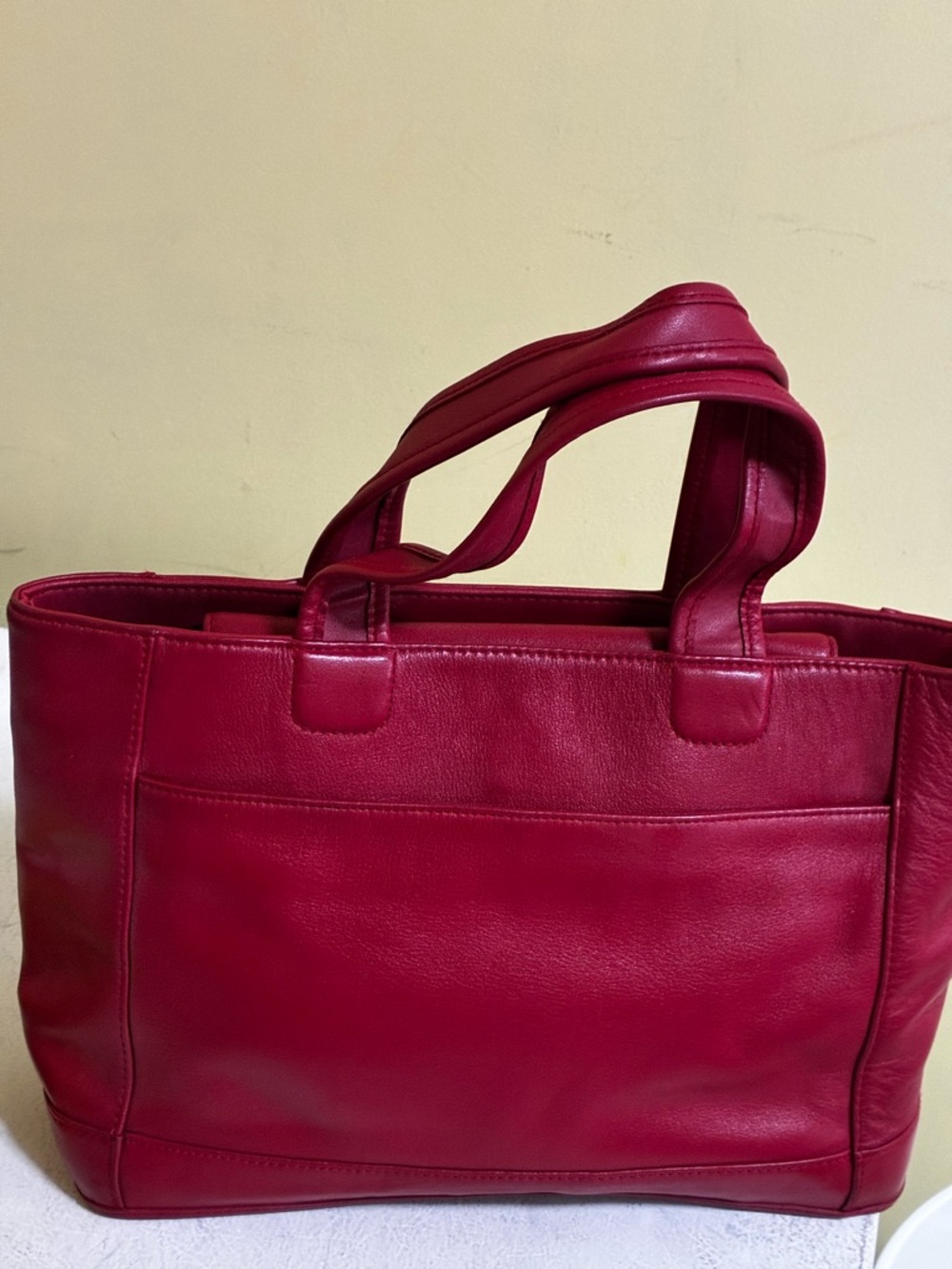 Giani Bernini Cherry Red Leather Tote with Double Handles